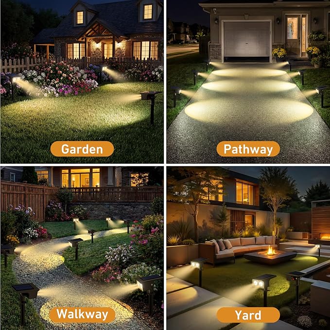 btfarm Solar Spot Lights Outdoor Waterproof 12 Pack/3 Modes Motion Sensor Lights Solar Powered Spotlights 2-in-1 Auto On/Off for Outside Pathway Yard Garden Landscape Lighting Warm White