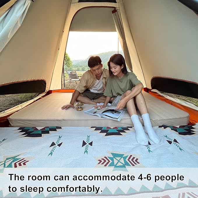 Camping Teepee Tent 2-4 Person Indian Tent Waterproof Instant Pyramid Spire Tents for Outdoor Hiking