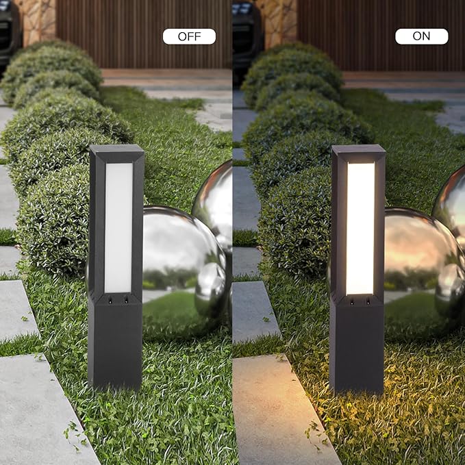 Outdoor Pathway Lights Wired 32 Landscape Path Light 3000K LED Bollard Lights 120V Modern Commercial Driveway Lamp IP65 Waterproof Standing Lighting for Patio Garden Path Yard Walkway