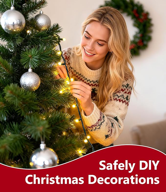 82FT 1000LED Warm White Christmas Lights Outdoor with 8 Modes IP44 Waterproof Plug in Christmas Tree Light Fairy String Lights for Christmas Patio Garden Indoor Outdoor Decor