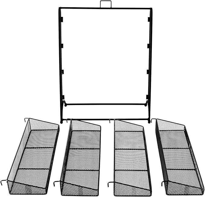 4 Tier Snack Organizer Candy Display Rack for Countertop Snack Display for Counter Portable Chip Rack Metal Snack Shelf for Retail Stores Kitchen Office (Black)