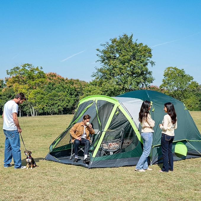 6/8 Person Large Waterproof Family Tents for Camping Screened Camping Tent with Screen Porch Bug-Free Relaxation &amp Easy Setup Includes Rainfly &amp Carry Bag