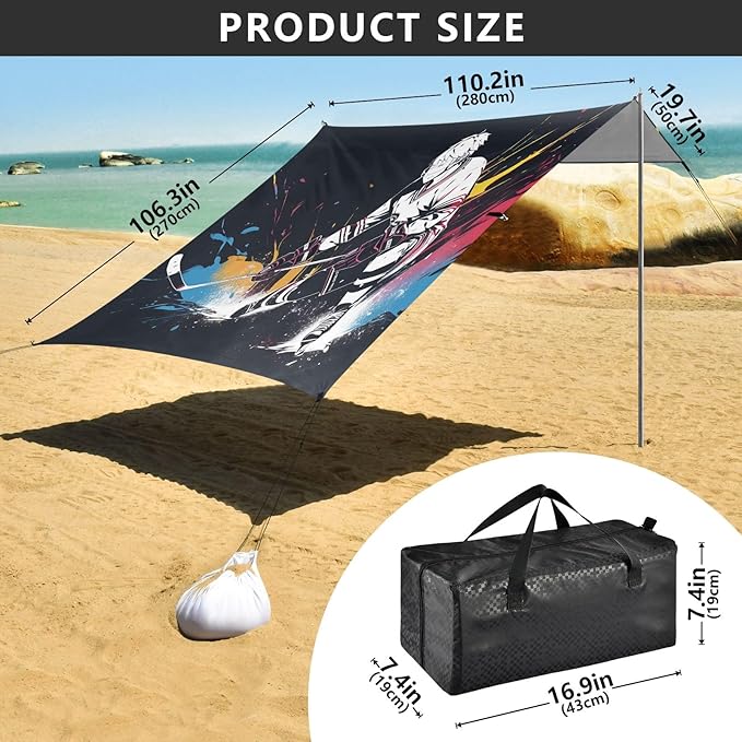 Camping Sun Shelters Hockey Sport Player Beach Canopy 126 * 110.2in