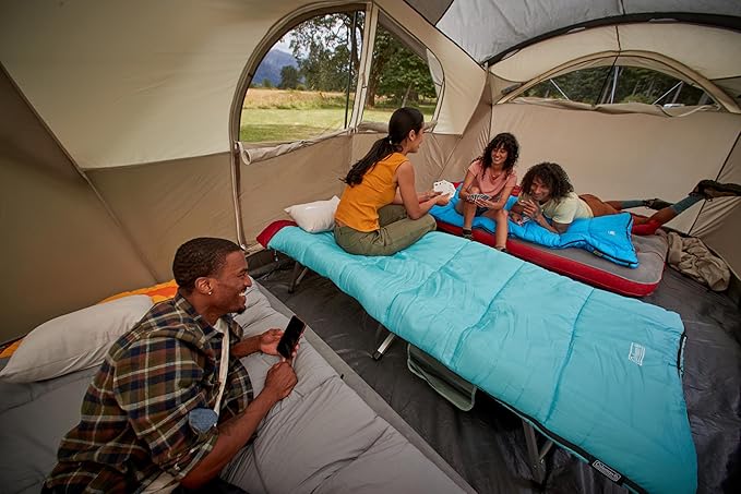 Coleman WeatherMaster 10-Person Camping Tent with Rainfly &amp Room Divider Spacious Weatherproof Family Tent with Carry Bag