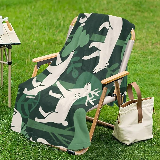 Blanket For Living Room Jungle Animal Fox Green White Teen Throw Blanket 50 x 70 Inch