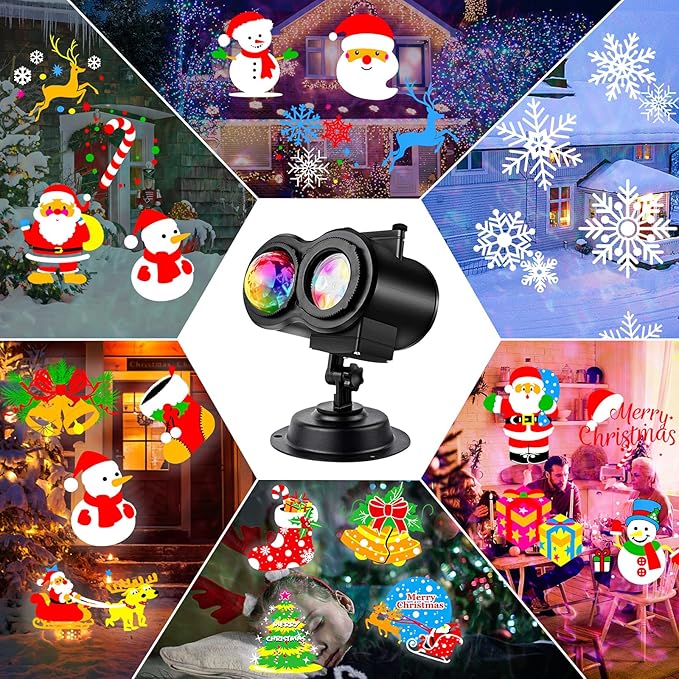 Christmas Projector Lights Outdoor LED Snowflake Projector Lights Outdoor Waterproof with Remote Control &amp Timer Holiday Projector for Christmas Halloween Party Yard Garden Decoration