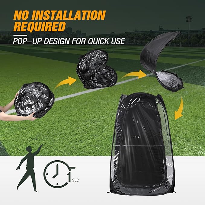 REDCAMP Sports Tent Pop Up Shelter 1 Person All Weather Tents for Outside Sports Waterproof Windproof Rain Pod Instant Setup Clear Pop Up Shelter for Soccer Baseball Fishing
