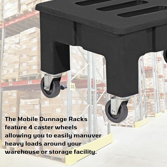 PolyMight Mobile Heavy-Duty Poly Dunnage Rack with Caster Wheels for Warehouses and Commercial Industrial Storage 18 x 22 x 16 with 600 lb Capacity