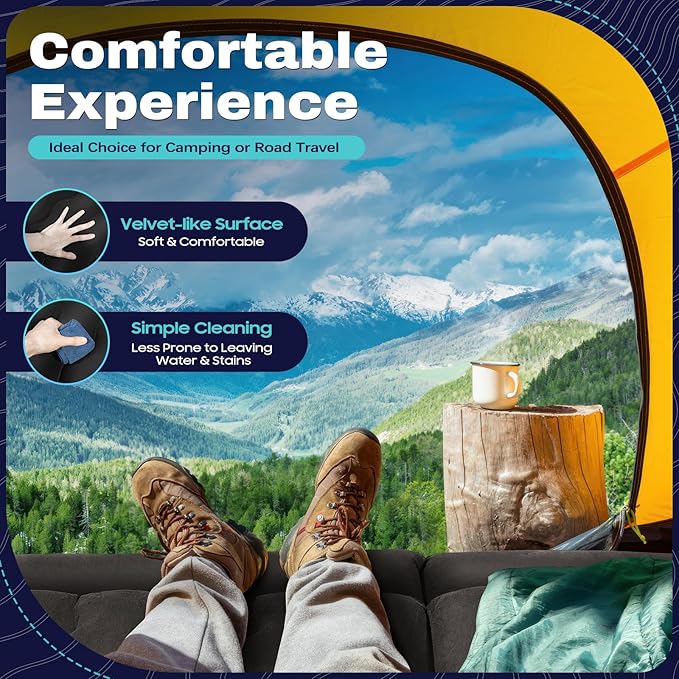 SUV/Car Air Mattress Travel Bed Flocking Inflatable Car Bed &amp2Pillow for Camping