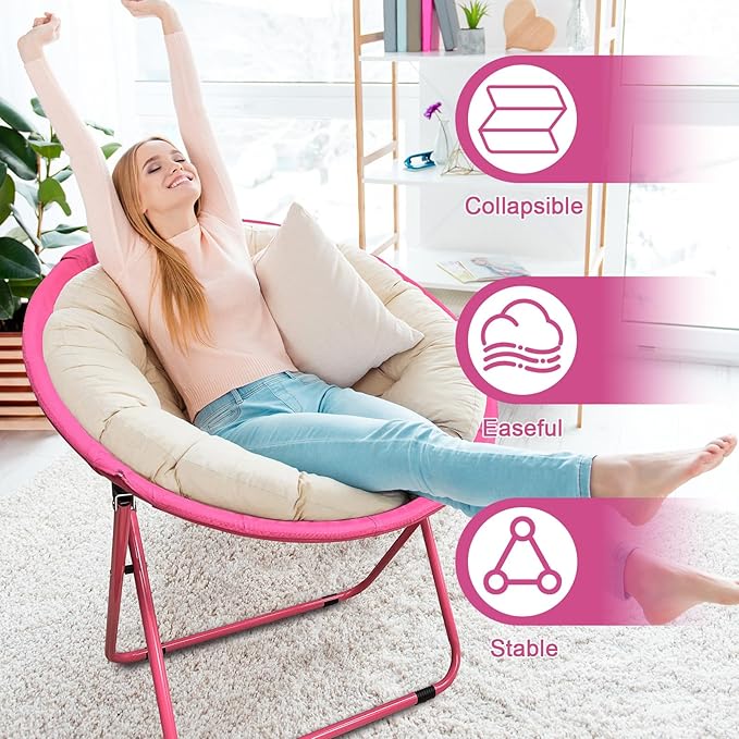 2Pack Bungee Chair Set Portable Foldable Dish Chair Bunjo Game Chair for Outdoor and Indoor and Camping and BBQ (PINK-2PK)