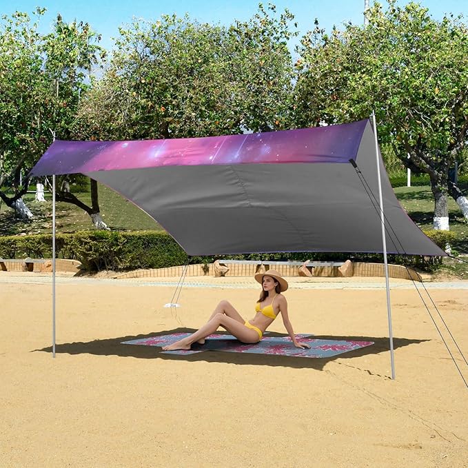 ALAZA Pomeranian Dog Puppy Beach Tent Sun Shelter UPF50+ Protection Beach Shade Canopy w/ 4 Sandbags for Outdoor Camping Fishing Backyard Fun Picnic 10x9 ft