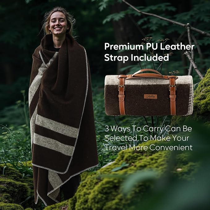 100% Wool Blanket 62 x 86 Warm Thick Washable Military Wool Blanket Great for Camping Outdoors Sporting Events Survival Kits