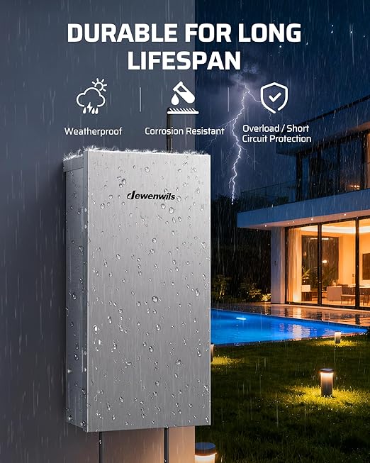 DEWENWILS 300W Wi-Fi Low Voltage Landscape Transformer with 3 Zones 2.4GHz Smart Low Voltage Transformer 120V AC to 12V/14V AC Landscape Lighting Transformer for Outdoor Lights LED Lights