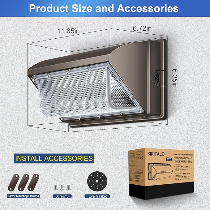 120W LED Wall Pack Light 18000LM 100-277V LED Security Flood Wall Mount Exterior Fixture IP65 Waterproof Commercial Industrial Building Outdoor Wallpack Lights for BarnYardGarage 4 Pack