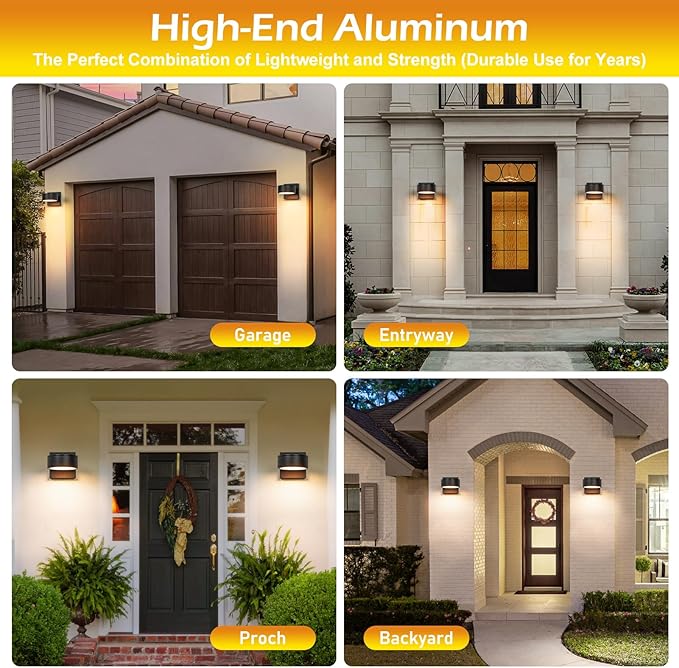 Modern Aluminum Porch Sconce Lights - LED Exterior Wall Sconce Waterproof 8W 3000K for Garage Enterway