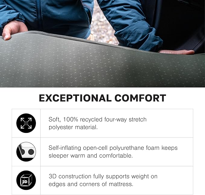 Exped MegaMat Auto - Self Inflating Soft Car Sleeping Mat 4” Foam Pad Wheel Cutouts Pump Included