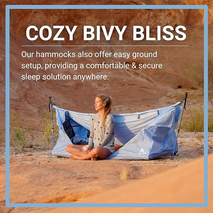 Haven Tents Lay Flat Hammock Tent - Waterproof Camping Hammock with Mosquito Net Insulated Pad and Rainfly - Haven Tent Haven XL Haven Safari