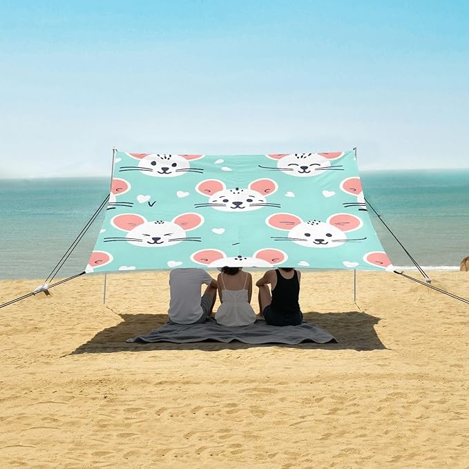 Mouse Faces Camping Sun Shelter Beach Tent Portable Beach Sun Shade Outdoor Canopy for Camping Trips Fishing Picnic