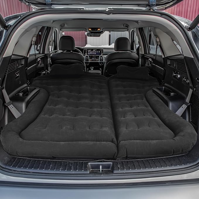 Wakeman Inflatable Mattress - Car Air Mattress for SUV or Tent with Aux Outlet Pump and 2 Inflatable Pillows - Car Camping Gear Outdoors (Black)