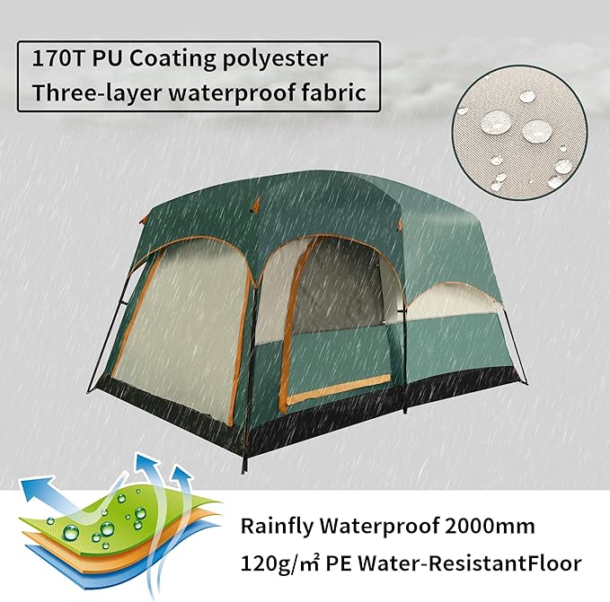 Camping Tent Easy Setup 1-2-8-10 Person Waterproof and Portable Tent for Camping Hiking Outdoor