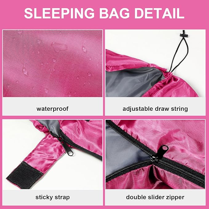 Tudomro Camping Sleeping Bag for Adults Lightweight Packable Waterproof Camping Gear Equipment to Keep Warm for Outdoor Backpacking Hiking Travel
