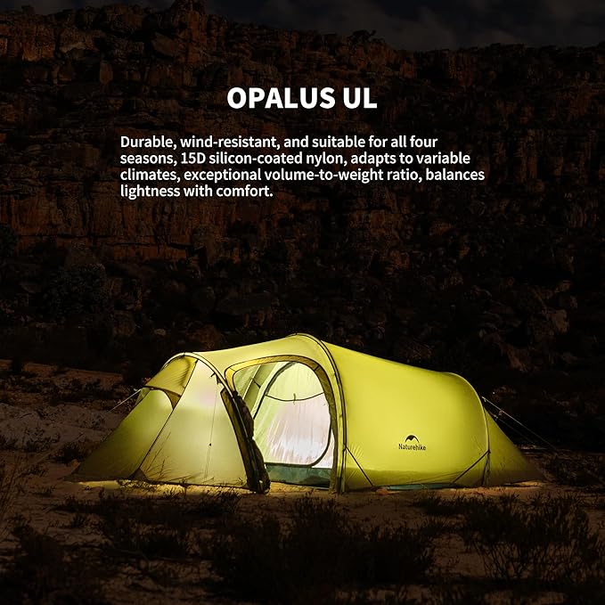 Naturehike Opalus 4 Season Camping Tent Waterproof 2-3 Person Backpacking Tent Double Layer Tunnel Winter Tents for Camping