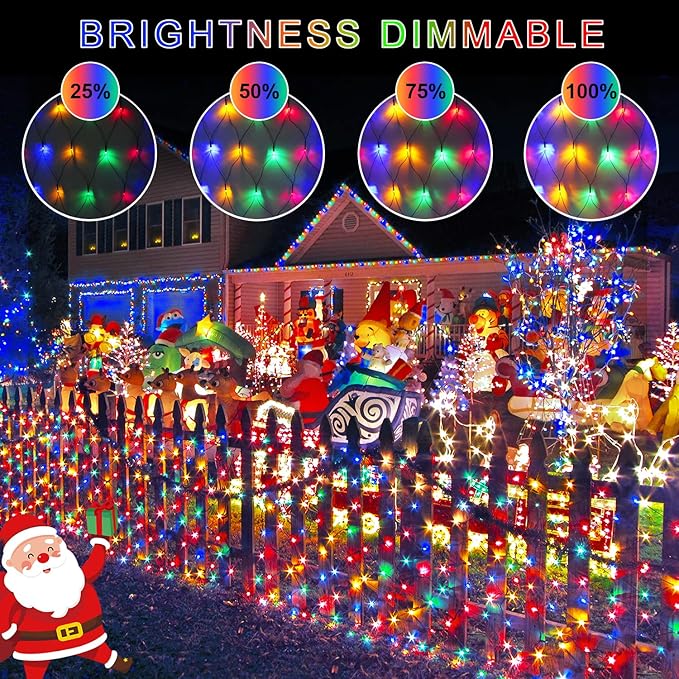 JMEXSUSS 360 LED 12ft x 5ft Christmas Net Lights Outdoor Connectable Bush Christmas Lights with Remote Waterproof Multicolor Christmas Lights Plug in for Bushes Shrubs Christmas Decorations