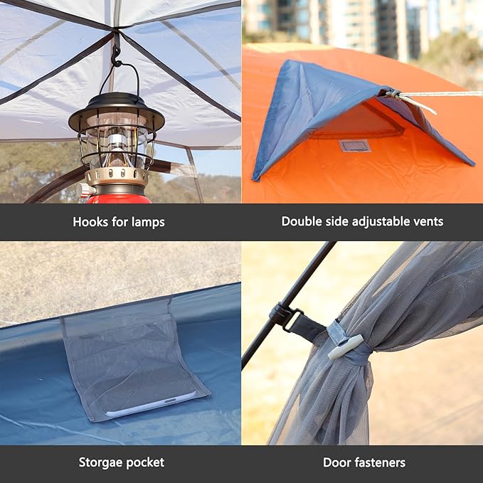 Tree Fox Camping Tent 2 Person Waterproof Portable Instant Tent with 1-Minute Setup Lightweight Tent Suitable for Camping Beach Outdoor Travel Backyard