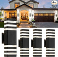 tewei 4 Pack Outdoor Wall Lights Modern Exterior Light Fixture Wall Mount Black Outside Lights for House Waterproof Aluminum Up and Down Porch Lights Outdoor Wall for Porch Patio Garage 3-Layer
