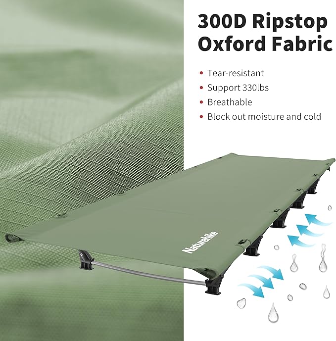 Naturehike GreenWild Camping Cot Ultralight Folding Backpacking Cot 60-Second Easy Set-Up Supports 330lbs Portable Camping Bed for Adults for Camping Hiking Travel Home