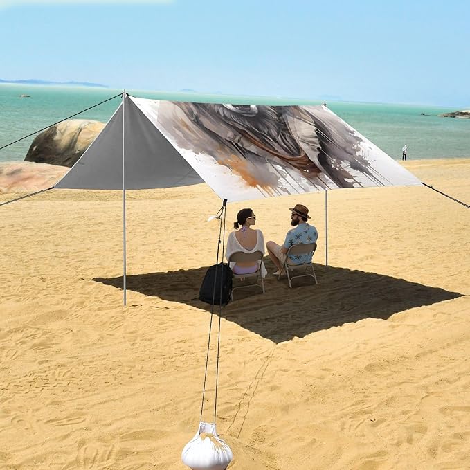 Beach Tent Sun Shelter Cool Gray Wolf Lightweight &amp Easy Setup Beach Shade Canopy for Camping Fishing