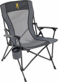 Browning Folding Camping Chairs for Adults - Durable Mesh Fabric Over Sturdy Powder Coated Steel Frame Armrests Cup Holder and Shoulder Carry Bag
