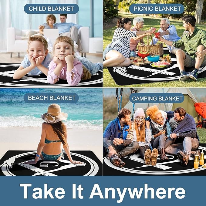 Masonic Faith Hope and Charity Freemason Logo Black Waterproof Outdoor Picnic Blanket Sandproof Beach Mat for Camping Hiking Grass Travelling
