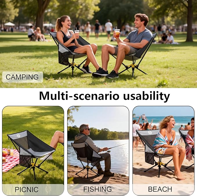 ADSMART Portable Camping Chair Lightweight Folding Chair for Camping - Outdoor Chair Supports 300 Lbs - Camp Chair Outdoor Adventures