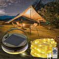 Solar Camping String Lights 39.4 FT Fairy String Light 4 in 1 Portable Waterproof Camp Lamp with 8 Lighting Modes Hanging Rechargeable Tent Lantern for Christmas Decorations Patio Party Essentials