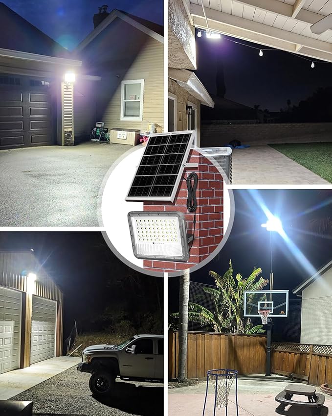 Solar Lights Outdoor Waterproof - Security Lights for Outside with Remote ControlUltra Bright High Lumens Aluminum Solar Powered Flood Lights Dusk to Dawn for Patio Yard (15000MAH)
