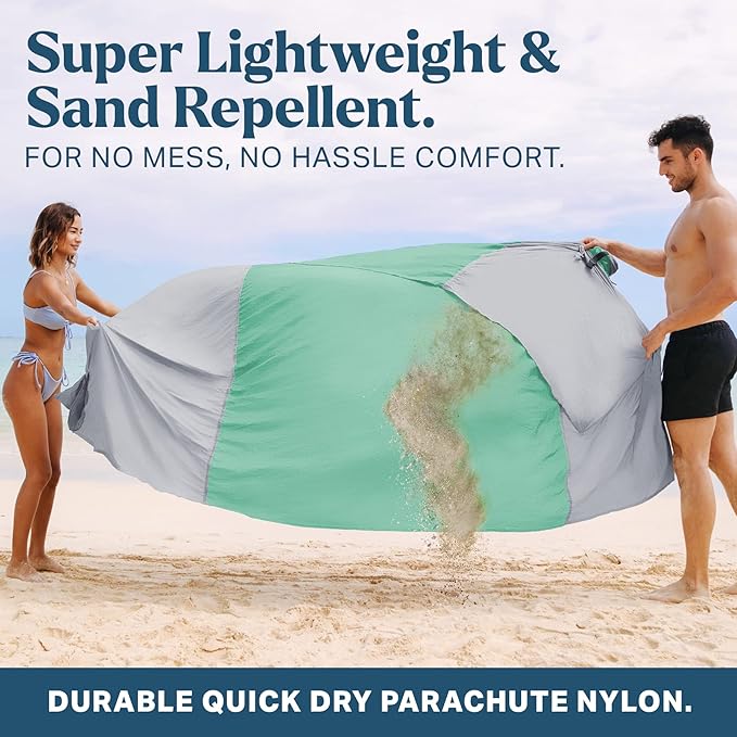 Seaview 180° Beach Blanket Waterproof Sandproof Extra Large 6x7 Sand Free Beach Mat for 1-6 Adults Oversized Outdoor Blanket with 4 Sand Pockets Portable Lightweight Packable - Picnic Mat