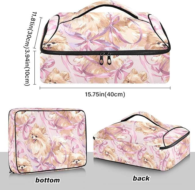 Casserole Carrier Adorable DogsInsulated Casserole Carrier for Hot or Cold Food Thermal Lunch Tote for Potluck Parties Picnic Beach Fits 9 x 13 Inches Baking Dish