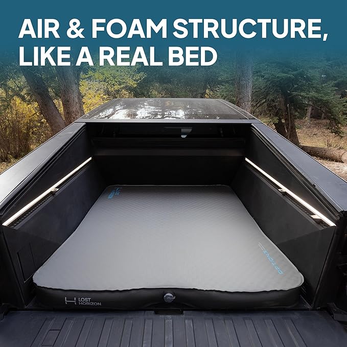 LOSTHORIZON Air&amp Foam Camping Mattress for CyberTruck Self Inflating Sleeping Pad with Air Pump R-Value 13 4 Seasons Use