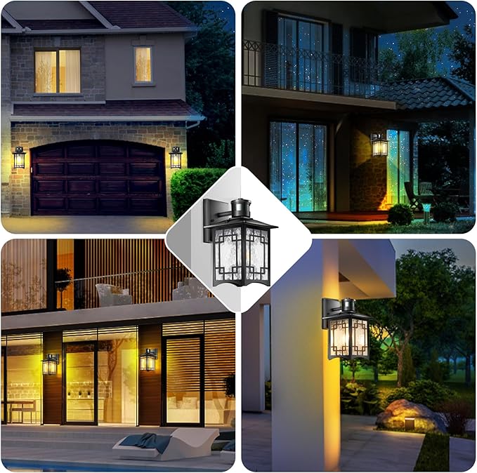 Dusk to Dawn Motion Sensor Light Outdoor Light Fixture Aluminum Wall Sconce Lighting Front Porch Light Exterior Lights for House Patio Outside Lights Wall Mount Anti-Rust Lantern
