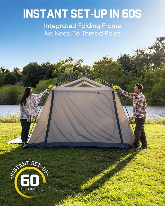 FanttikOutdoor Zeta C8/C10 Apex Camping Tent 8/10 Person Instant Cabin Tent Setup in 60s Family Tent with Carry Bag for Family Camping &amp Hiking Waterproof Upgraded Ventilation