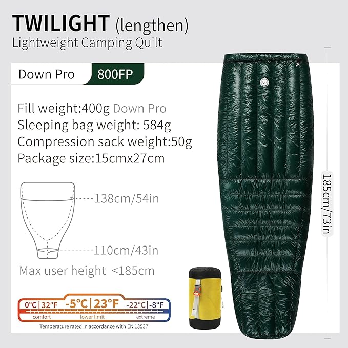 AEGISMAX WIND HARD Twilight 0 Degree 800FP Down Sleeping Bag Ultralight Outdoor Camping Hiking Sleeping Bag for Men &amp Women