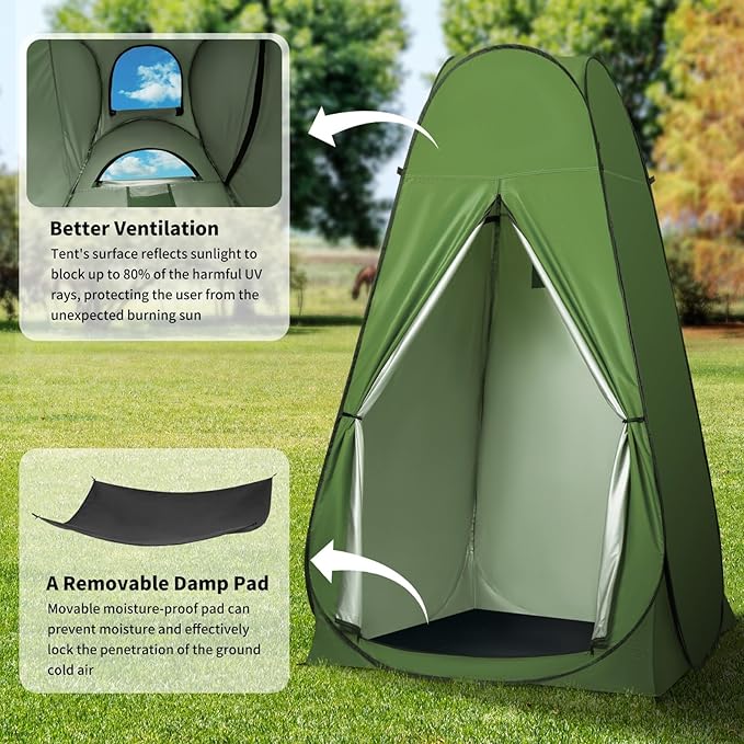 Pop Up Privacy Shower Tent Outdoor Portable Changing Tent Camping for Camping Beach Toilet Shower Bathroom Changing Room Sun Shelter with Window with Carry Bag