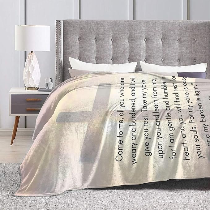 50X40 Matthew 11：28-30 Lightweight Flannel Blanket - Soft and Breathable Polyester Suitable for Travel Camping and Home Decoration