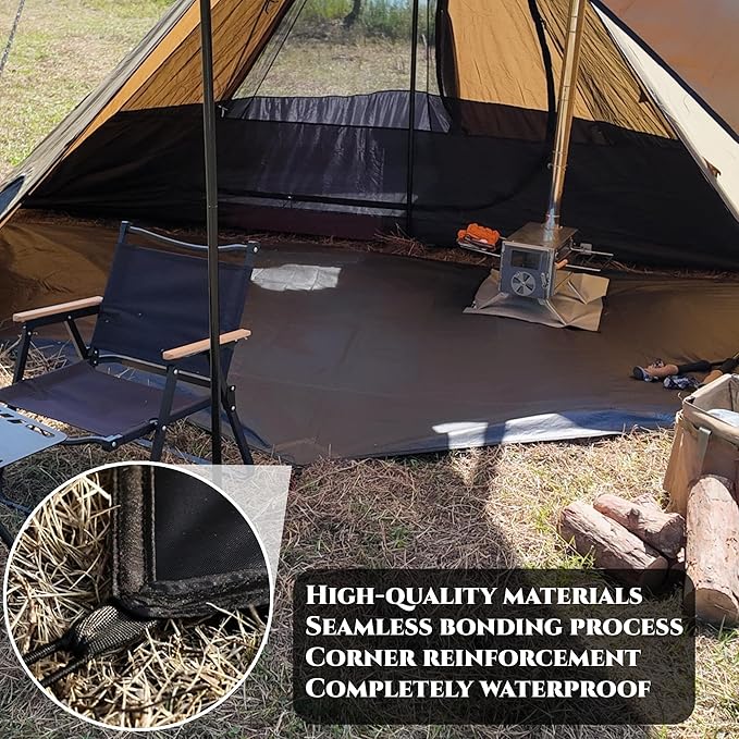 Tipi Hot Tent with Stove Jack + Mesh Inner Tent + Tent Floor Ground Sheet