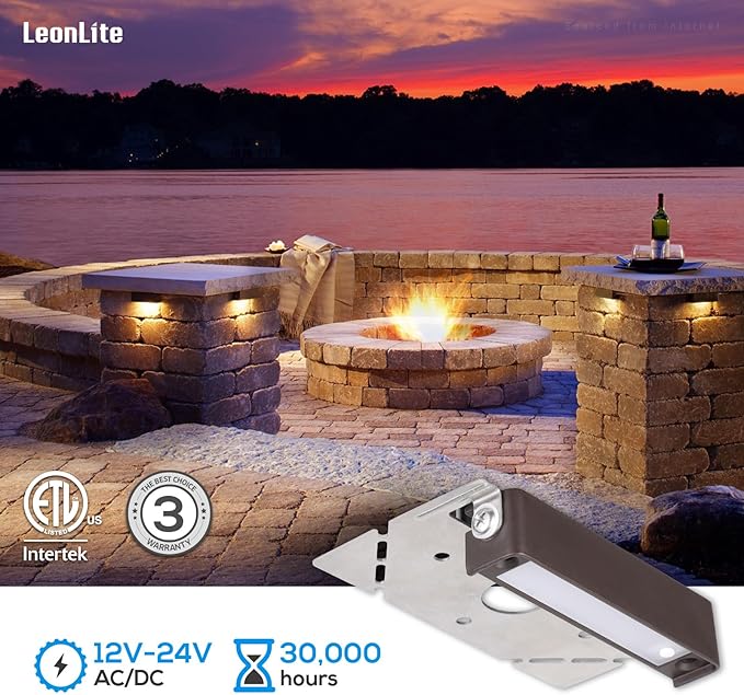 LEONLITE 4 Inch LED Hardscape Lighting Update Retaining Wall Lights LED Landscape Lighting 12-24V AC/DC Paver Light Low Voltage 1W/2W/3W Dimmable Outdoor Step Lights 2700K Soft White ETL 4 Pack