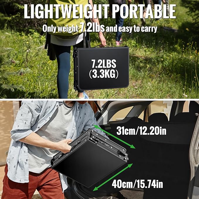 GARLLEN Folding Camping Table Max 27.5 3-Height Adjustable Portable Camping Table with Carrying Bag Lightweight Aluminum Folding Picnic Tables for BBQ Travel Outdoor 34.2 L x 15.7 W