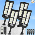 4-Pack Solar Street Lights Outdoor 13000LM 6500K Waterproof LED Solar Flood Lights with Motion Sensor Dusk to Dawn Solar-Powered Light for Outside Security Lights for Parking Lot Yard Driveway