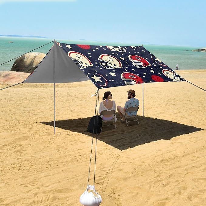 Rugby Pattern (57) Camping Sun Shelter Beach Tent Portable Beach Sun Shade Outdoor Canopy for Camping Trips Fishing Picnic