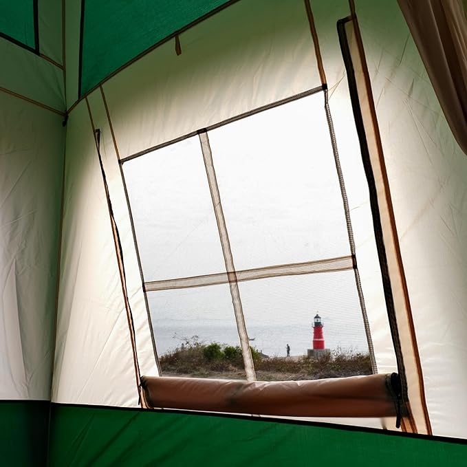 KTT Extra Large Tent 8-10-12 PersonFamily Cabin Tents2 Rooms3 Doors and 3 Windows with MeshStraight WallWaterproofDouble LayerBig Tents for OutdoorPicnicCampingFamily Gathering